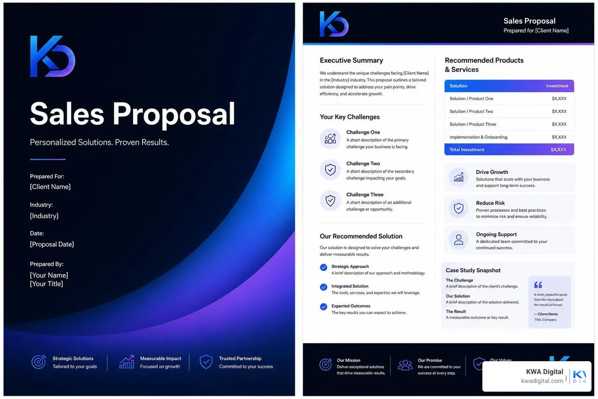 Branded automated sales proposal template