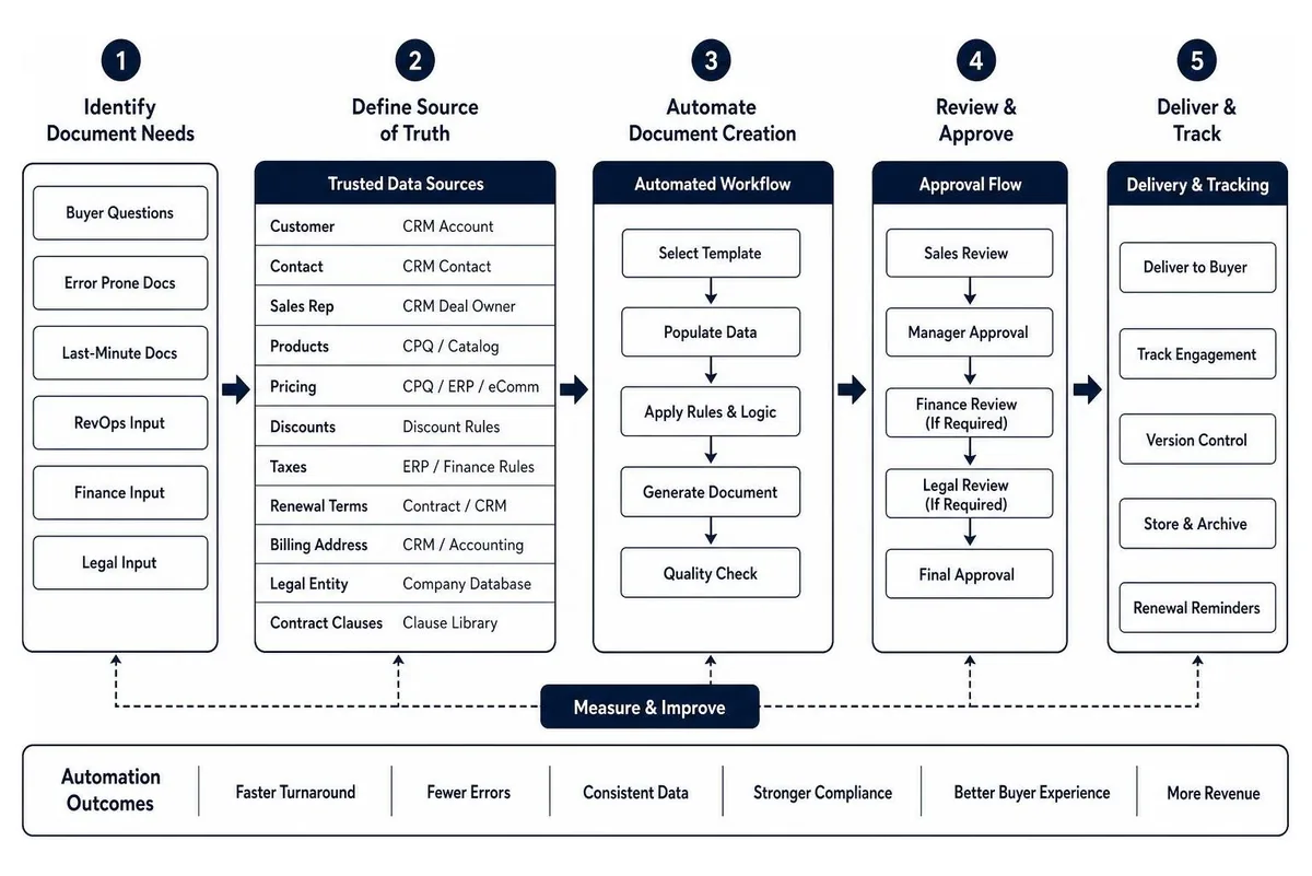 Sales document automation system workflow diagram